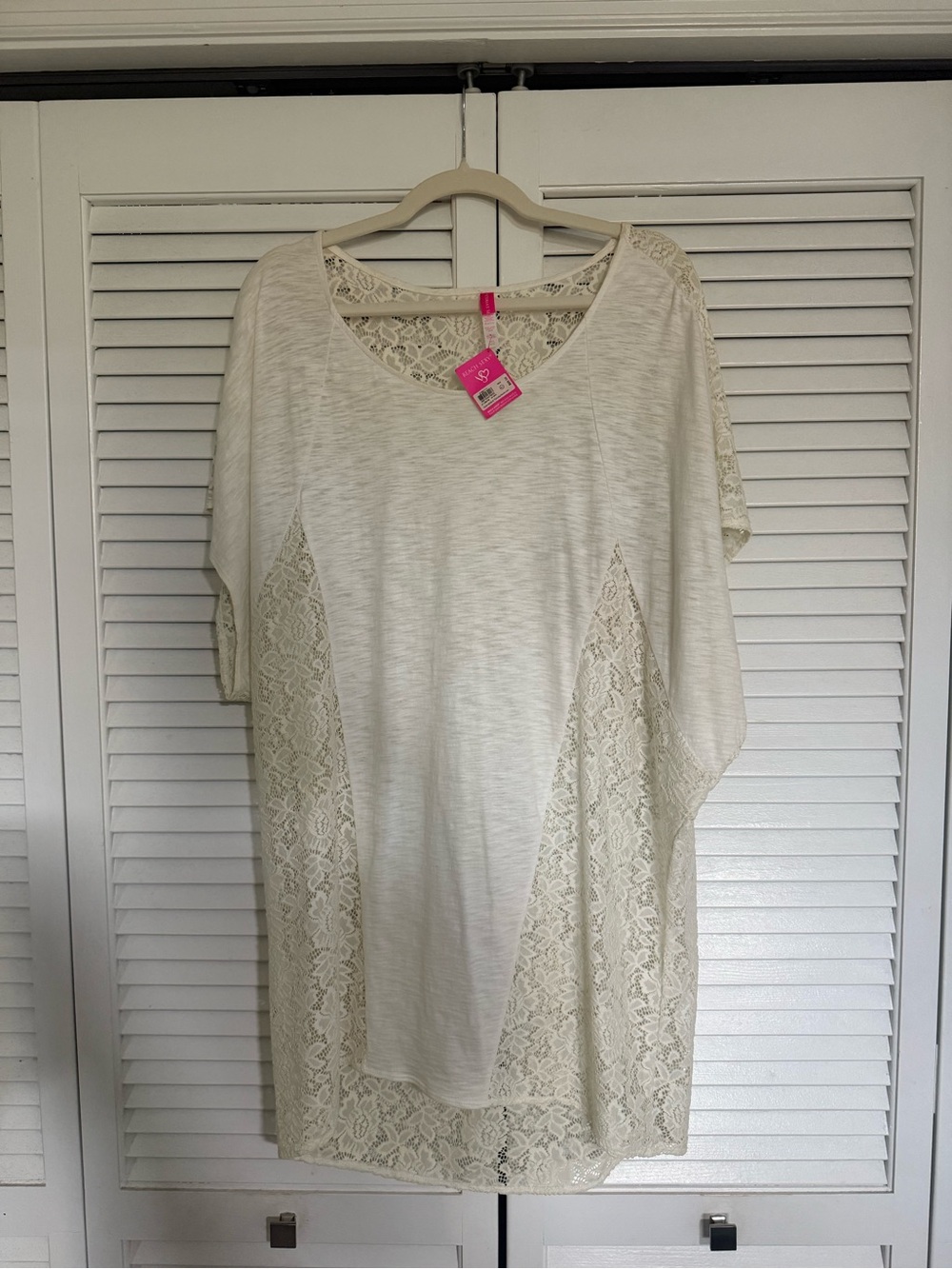 Victoria's Secret Cream Lace-Panel Scoop Neck Coverup